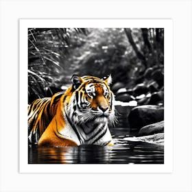 Tiger In Water 4 Art Print