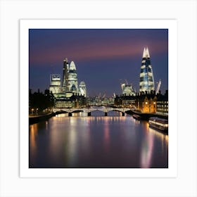 London Skyline At Night Art Print