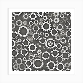 Realistic Gear Flat Surface Pattern For Background Use (7) Art Print