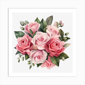 Bouquet Of Pink Roses Art Print