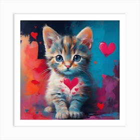 Valentine Kitten Art Print