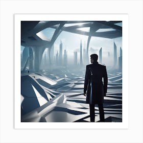 Man In A Futuristic City 3 Art Print