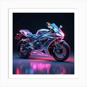 Super Bike With Transparent Body Panels And Neon Highlights 1 Art Print