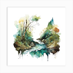 Watercolor Of A River 3 Art Print