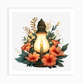 Lantern With Flowers 2 Art Print