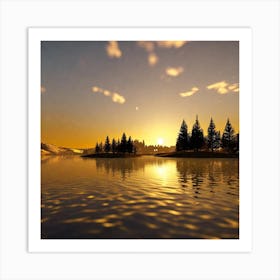 Sunset Over Lake 8 Art Print