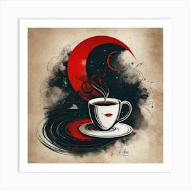 Red moonlight coffee Art Print