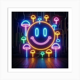 Neon Mushroom Sign Art Print