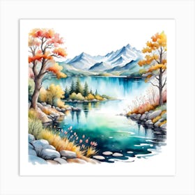 Watercolor Landscape Painting 1 Art Print