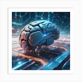 Brain On A Computer 10 Art Print