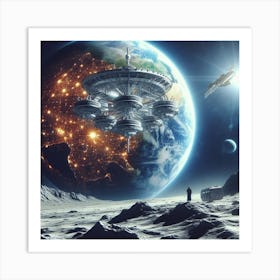 Spaceship In Space 25 Art Print