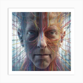 Man'S Head With Wires Art Print