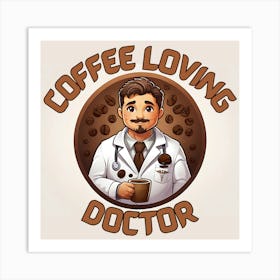 Coffee Loving Doctor: Funny Medical Coffee Lover Art Poster