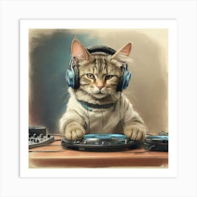 Dj Cat 1 Art Print