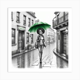 Girl With Umbrella Art Print