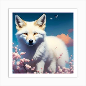 Fox In Cherry Blossoms Art Print