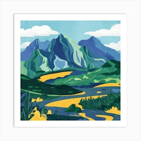 Cadair Idris Wales Colourful Mountain Illustration Poster 2 Art Print