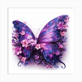 Butterfly With Flowers Art Print