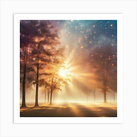 Foggy Morning In The Forest Art Print