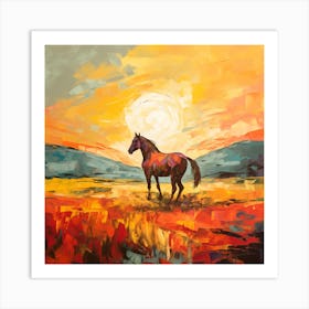 Horse In Field Art Print