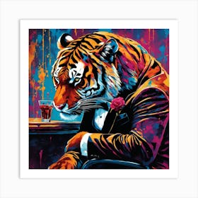 Tiger At The Bar Art Print