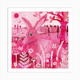 Pink Hare Art Print