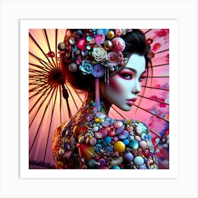 Japan Traditional Geisha Illustration By Ad 10 Art Print