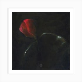 Poppies - painting figurative classical square dark red floral flower poppy Art Print