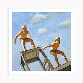 Boys Diving (square) Art Print