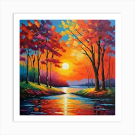 Sunset By The River 2 Art Print