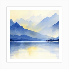 Watercolor Of Mountains Art Print