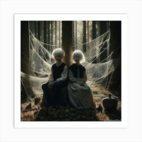 Spooky Couple In The Woods Art Print