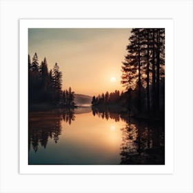 Sunrise Over A Lake 1 Art Print