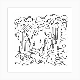 Rain and puddles Picasso style Art Print