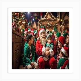 Santa Claus With Children 1 Art Print