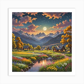 Sunset In The Mountains 6 Art Print