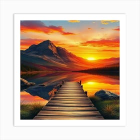 Sunset On The Dock Art Print