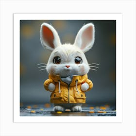 Cute Bunny In Yellow Jacket Art Print