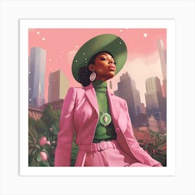 Woman In Pink 2 Art Print