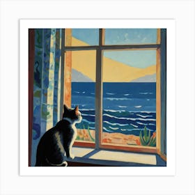 Cat Looking Out Window 2 Art Print