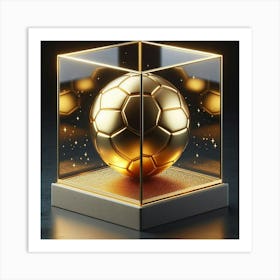 Golden Soccer Ball In A Glass Box Art Print