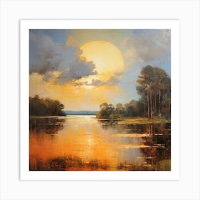 Sunset Over The Lake 2 Art Print