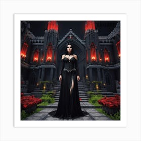 Woman In A Dark Castle Art Print
