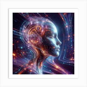 Futuristic Female Head Art Print