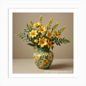 Yellow Flowers In A Vase 2 Art Print