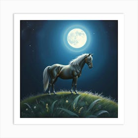 Horse In The Moonlight 22 Art Print