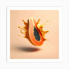 Papaya Juice Splash 1 Art Print