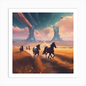 Horses In Space Art Print