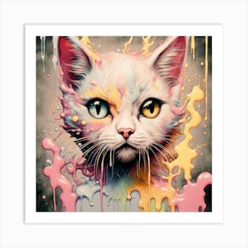 Beautiful Splatter Cat Art Print