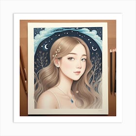 Girl With Long Hair 1 Art Print